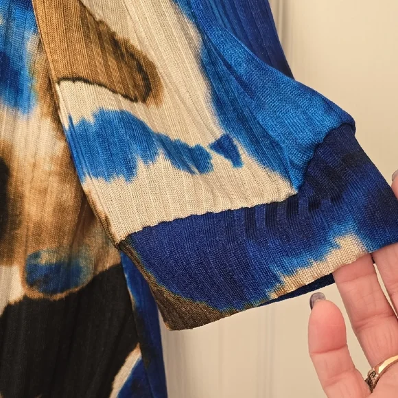 DKNY Multicolor‎ Abstract Tie Dye V-Neck Blouse With Gathered Center Size XL - Picture 5 of 11